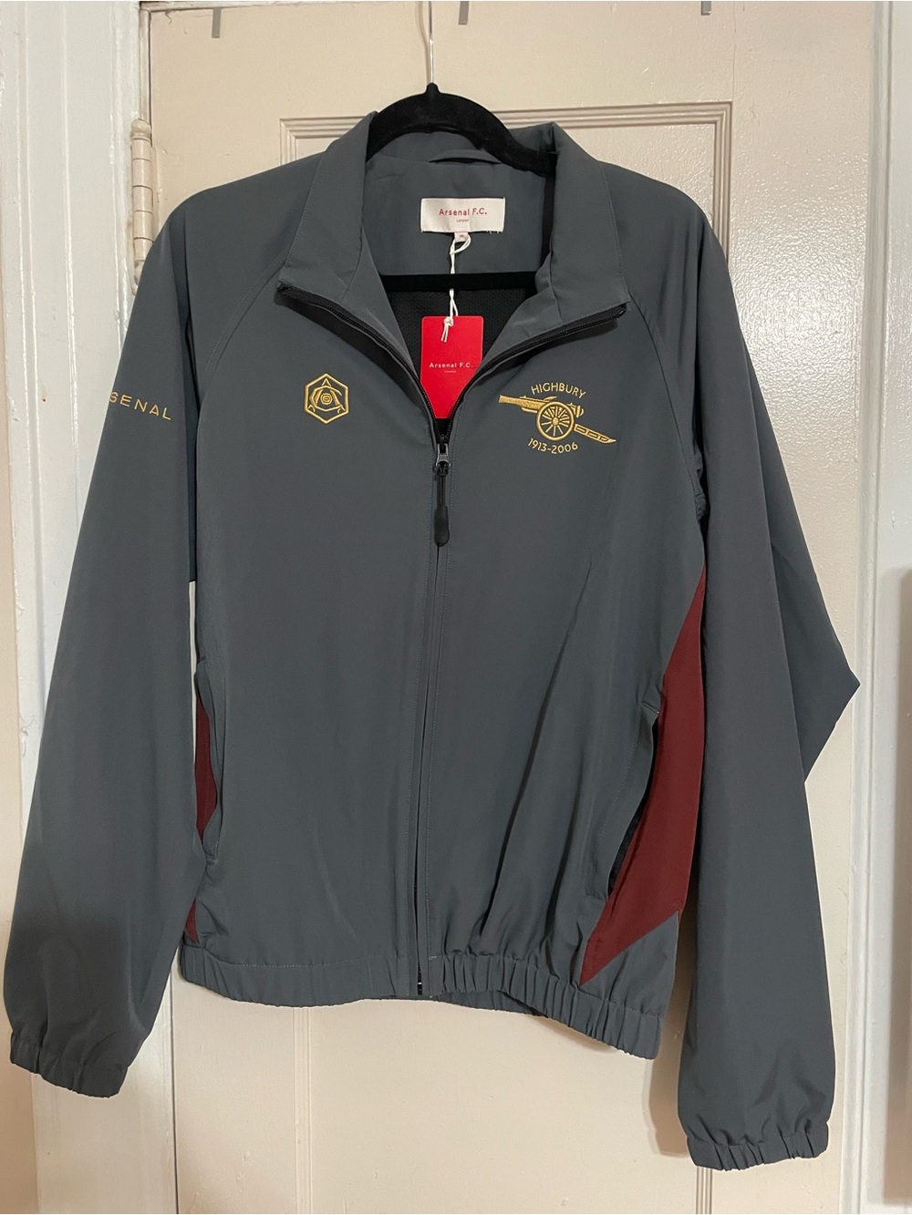 Arsenal F.C. Highbury Commemorative Jacket - Gray with Gold Embroidery Mens XS